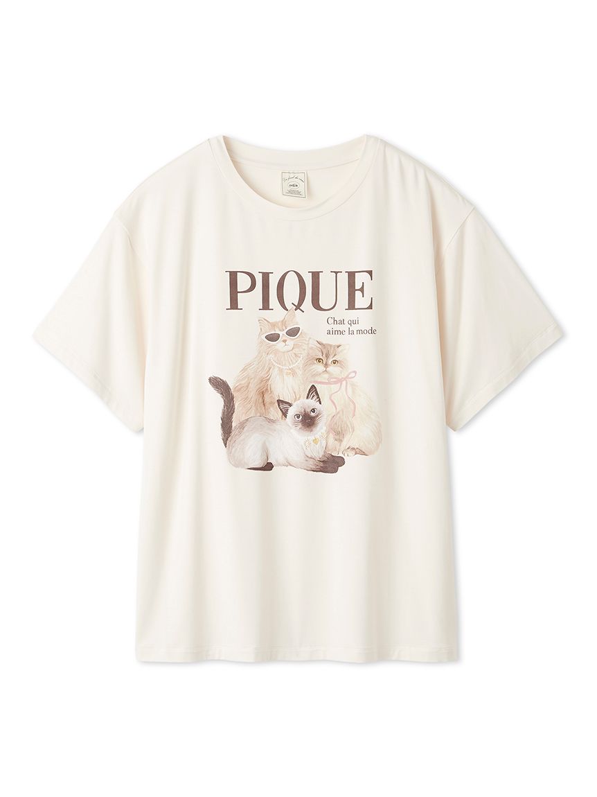 接触冷感】ファッションCATS&DOGSワンポイントTシャツ(カットソー・T
