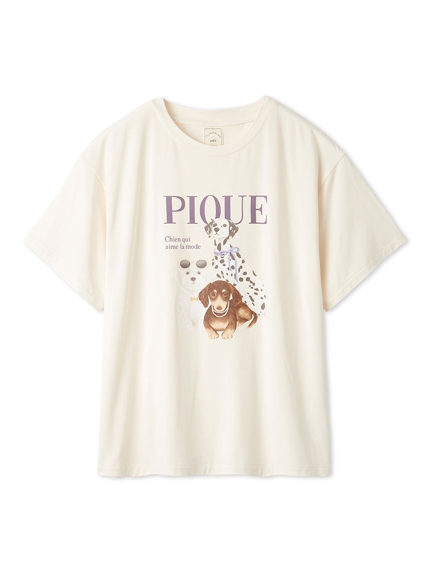 接触冷感】ファッションCATS&DOGSワンポイントTシャツ(カットソー・T