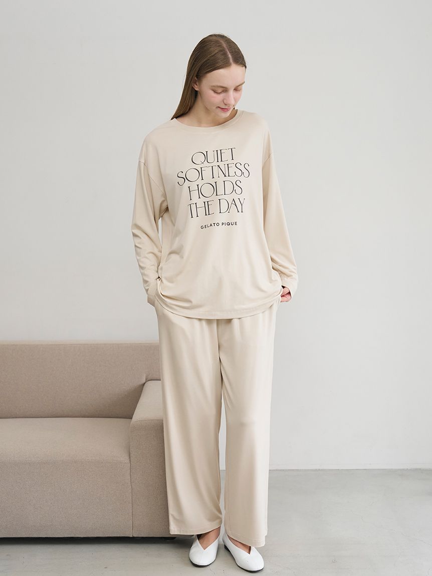 接触冷感】レーヨンロゴロンT(カットソー・Tシャツ)｜ルームウェア