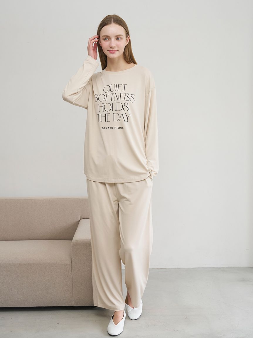 接触冷感】レーヨンロゴロンT(カットソー・Tシャツ)｜ルームウェア