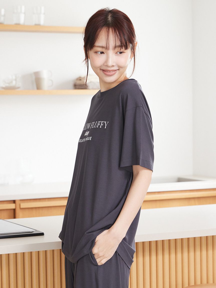 接触冷感】COOLレーヨンロゴTシャツ(カットソー・Tシャツ)｜ルーム