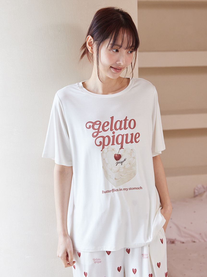 接触冷感】ケーキワンポイントTシャツ(カットソー・Tシャツ)｜ルーム