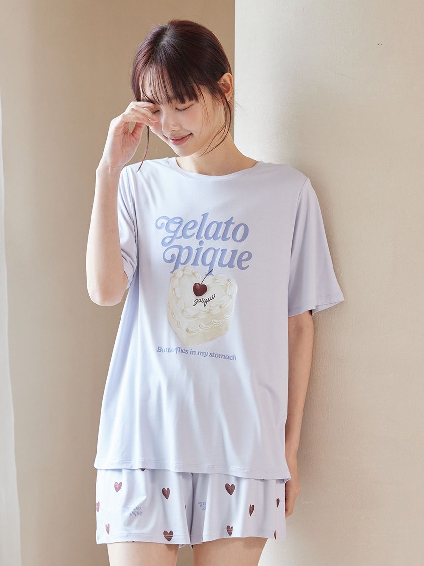 接触冷感】ケーキワンポイントTシャツ(カットソー・Tシャツ)｜ルーム