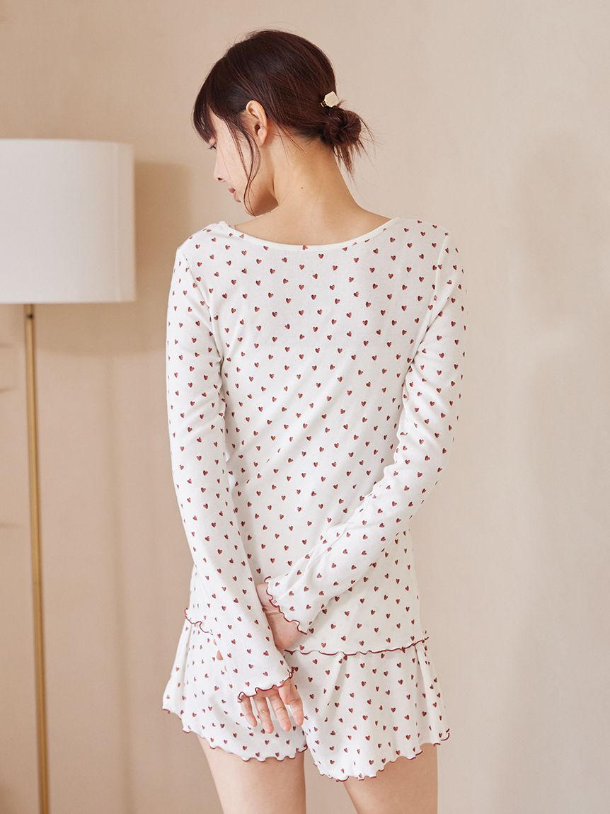 ☆専用☆　新品　ジェラートピケ　針抜きフリルロンT 針抜きハート柄プルオーバー(カットソー・Tシャツ)｜ルームウェア
