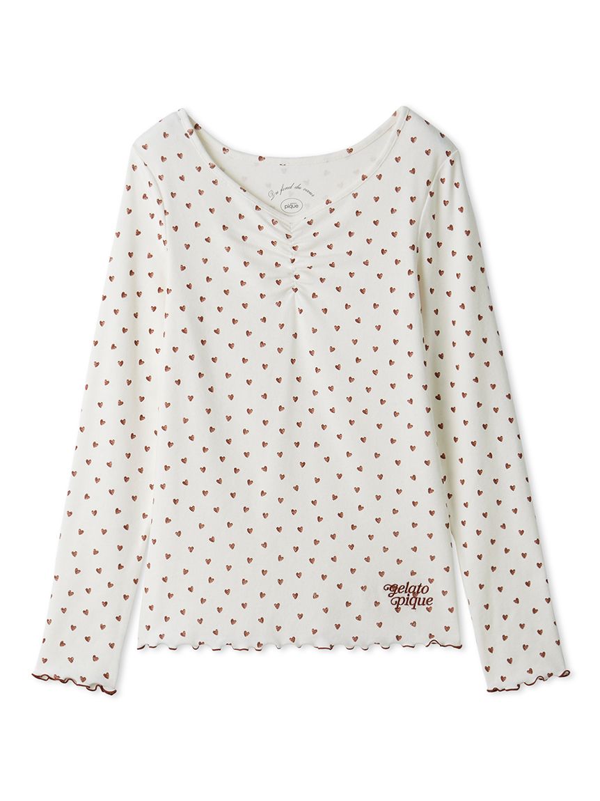 針抜きハート柄プルオーバー(カットソー・Tシャツ)｜ルームウェア