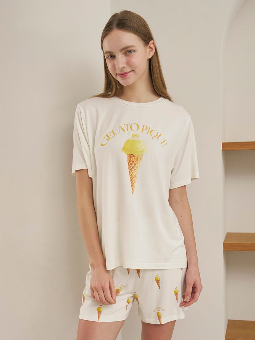 接触冷感】ソルベワンポイントTシャツ(カットソー・Tシャツ)｜ルーム