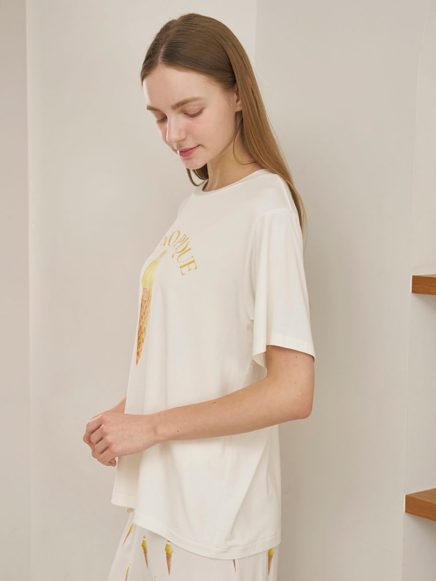 接触冷感】ソルベワンポイントTシャツ(カットソー・Tシャツ)｜ルーム