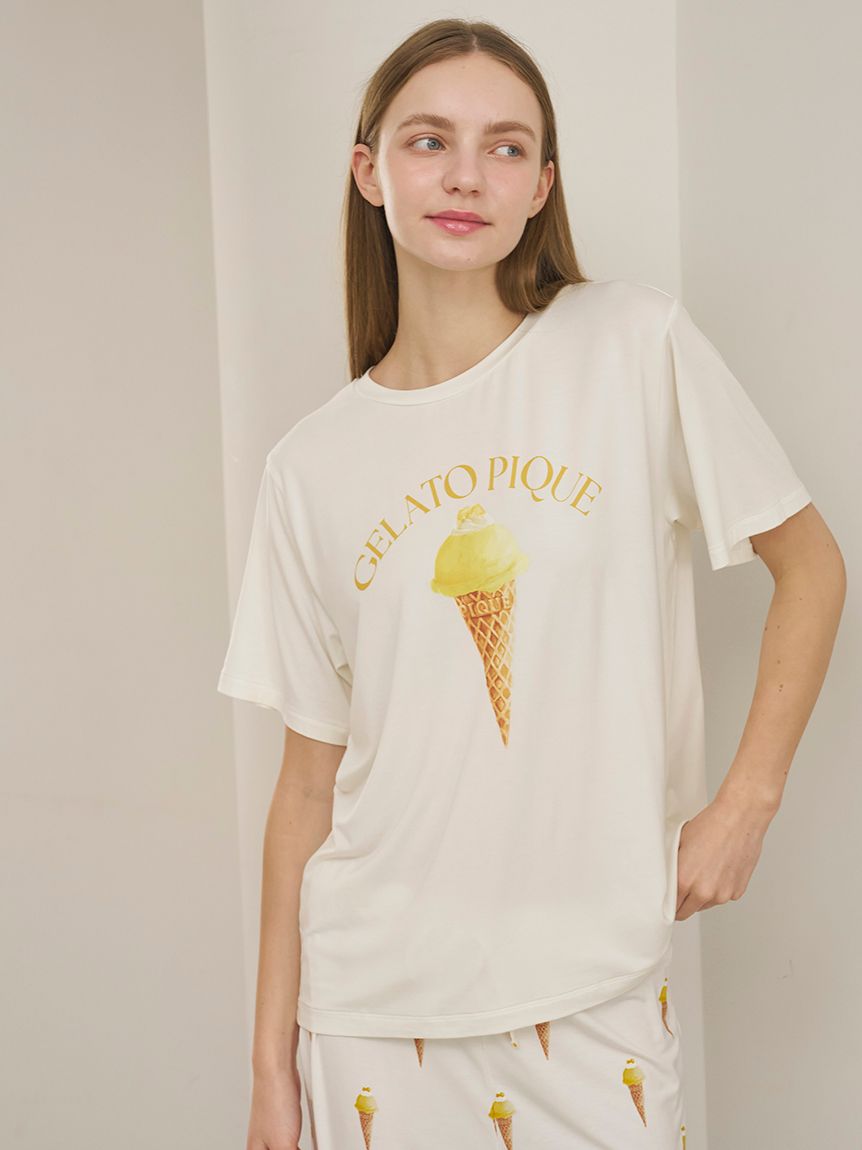 接触冷感】ソルベワンポイントTシャツ(カットソー・Tシャツ)｜ルーム