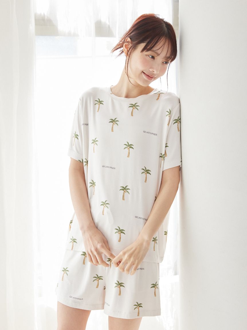 接触冷感】サマーモチーフ4柄Tシャツ&ショートパンツセット(ショート