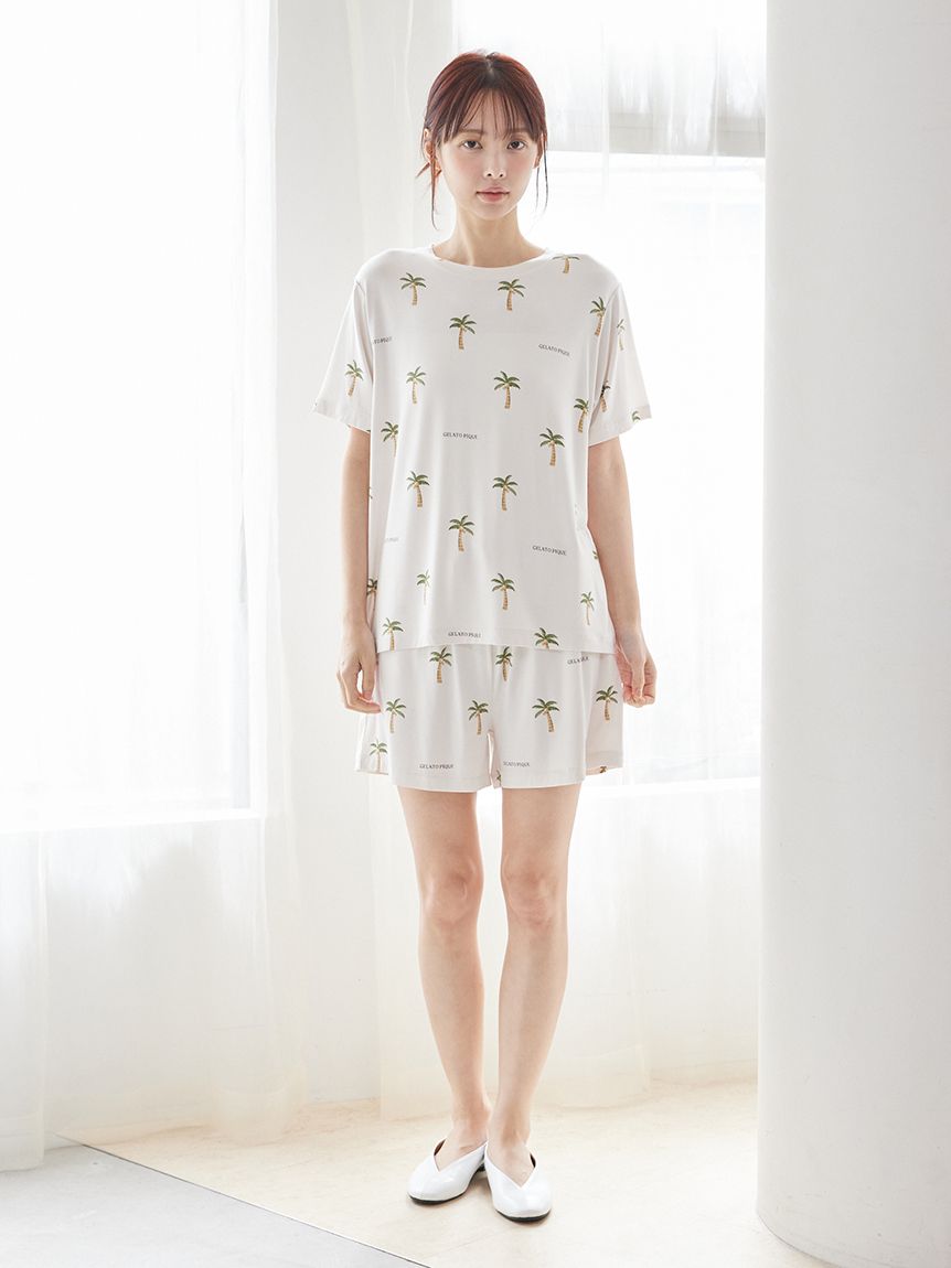 接触冷感】サマーモチーフ4柄Tシャツ&ショートパンツセット(ショート