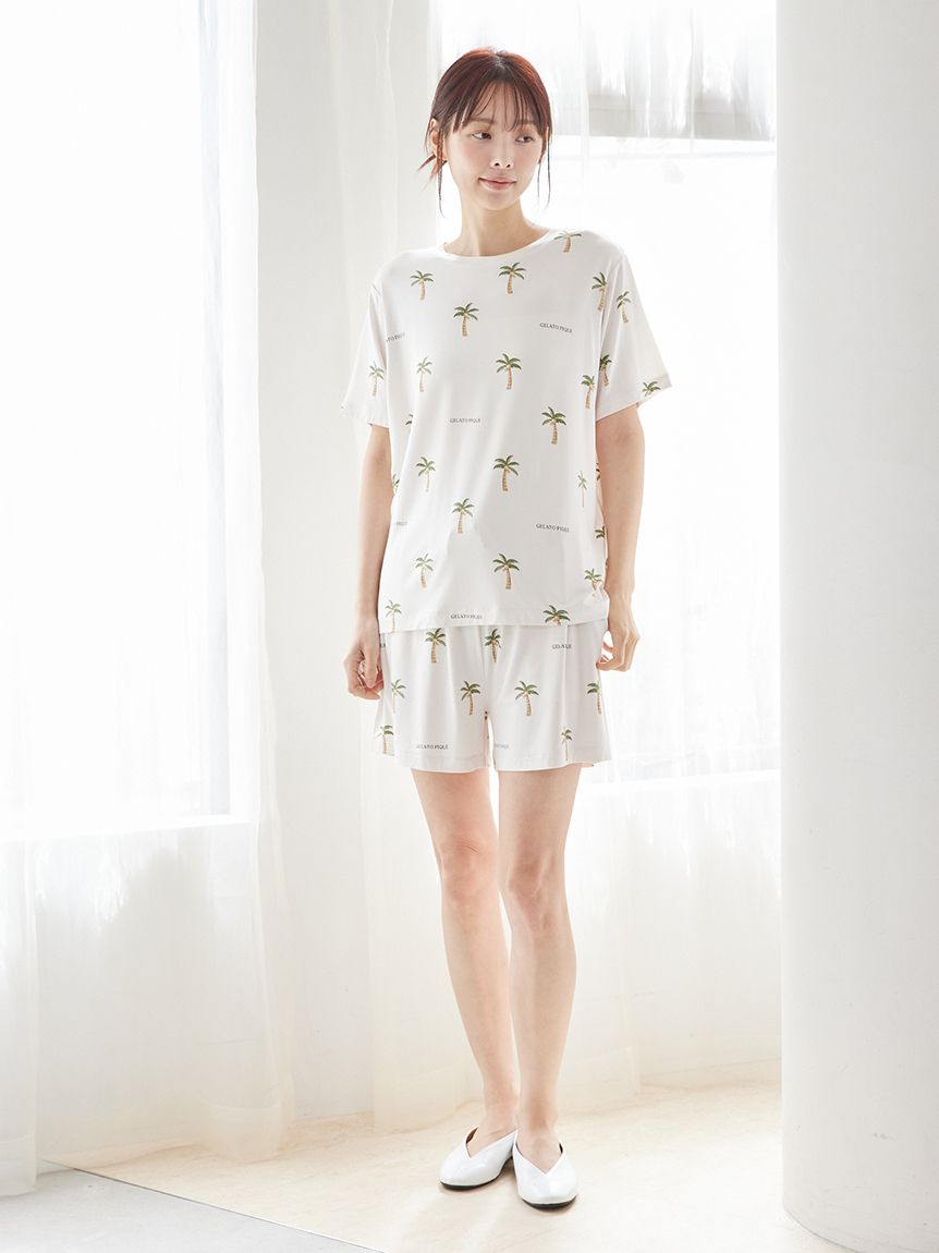 接触冷感】サマーモチーフ4柄Tシャツ&ショートパンツセット(ショート