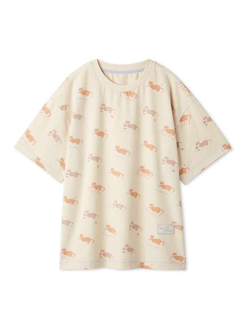 シーサイドキャット柄Tシャツ(カットソー・Tシャツ)｜ルームウェア