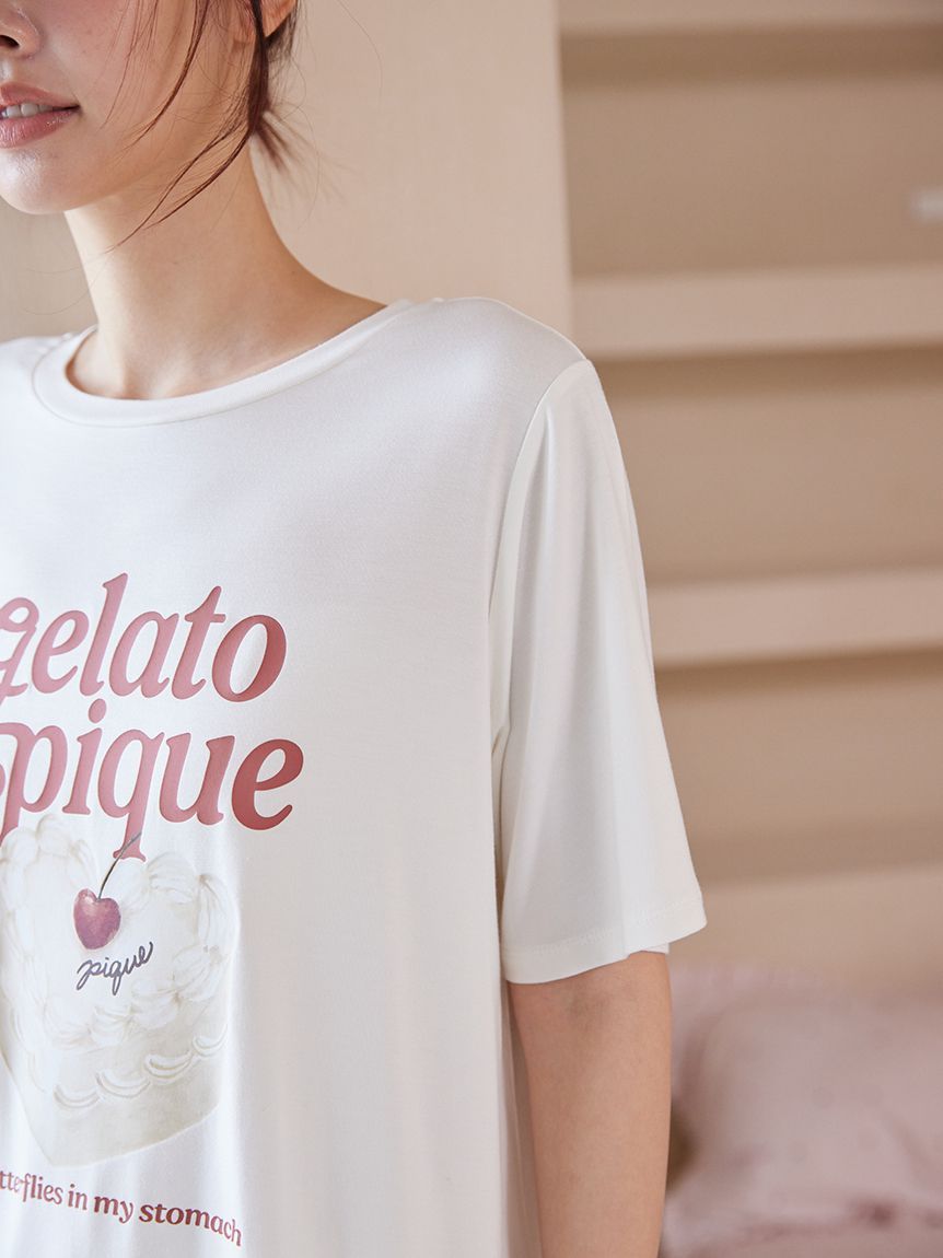 ONLINE限定】【接触冷感】ケーキワンポイントTシャツ&ハート柄ショート