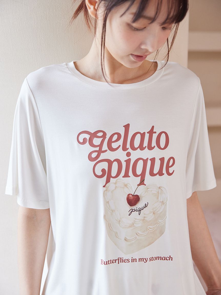ONLINE限定】【接触冷感】ケーキワンポイントTシャツ&ハート柄ロング