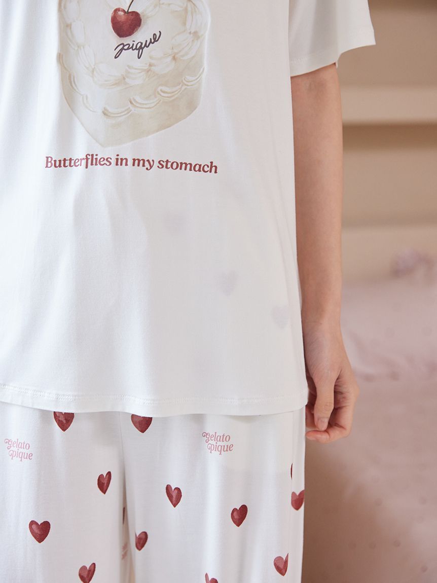 ONLINE限定】【接触冷感】ケーキワンポイントTシャツ&ハート柄ロング