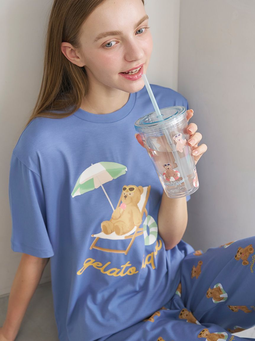 ONLINE限定】【接触冷感】サマーベア柄ワンポイントTシャツ&ショート