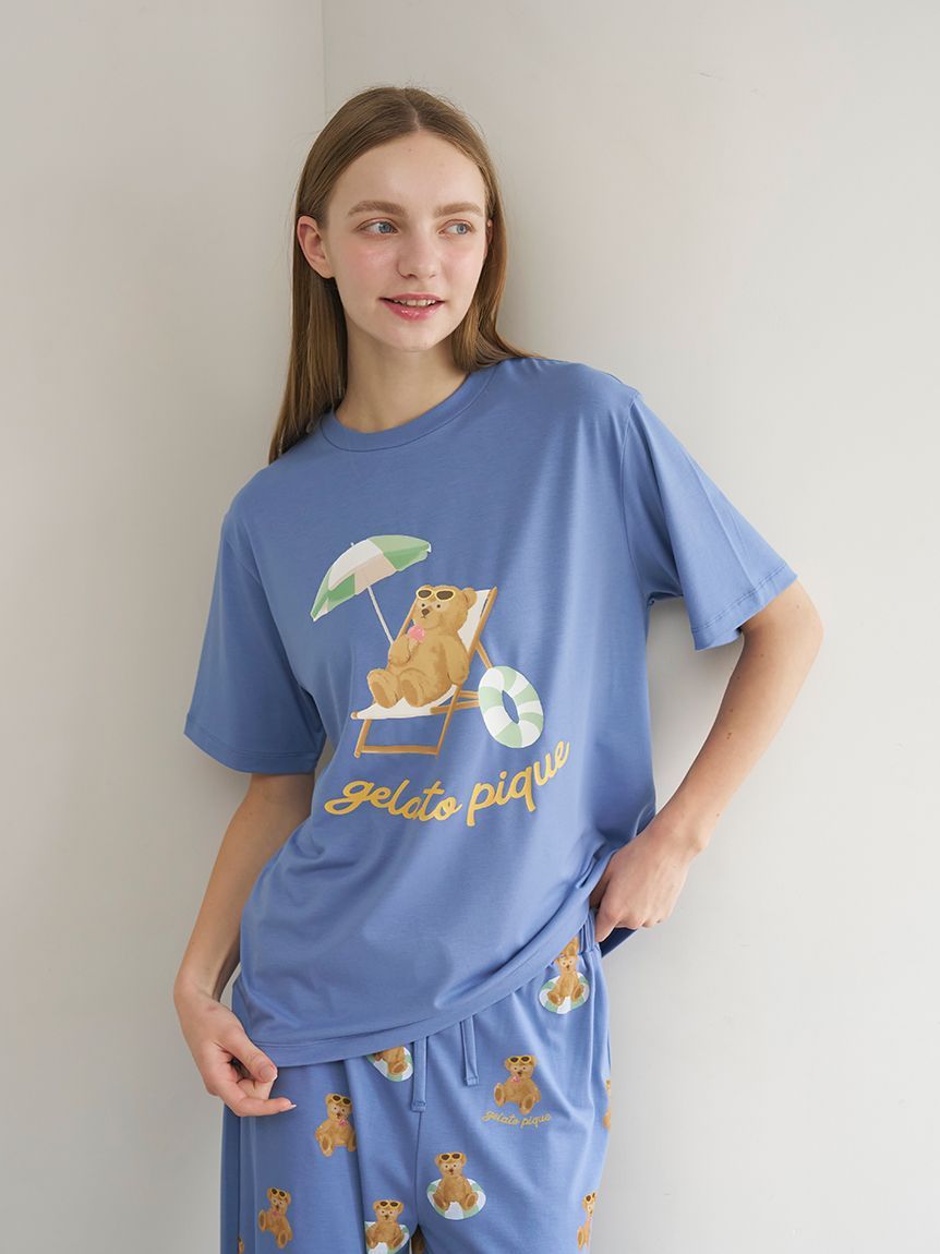 ONLINE限定】【接触冷感】サマーベア柄ワンポイントTシャツ&ショート