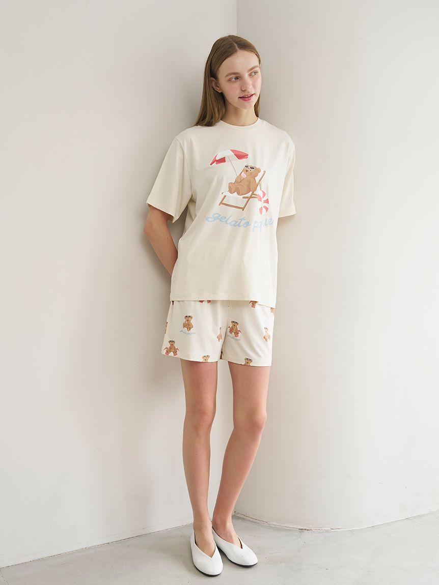 ONLINE限定】【接触冷感】サマーベア柄ワンポイントTシャツ&ショート