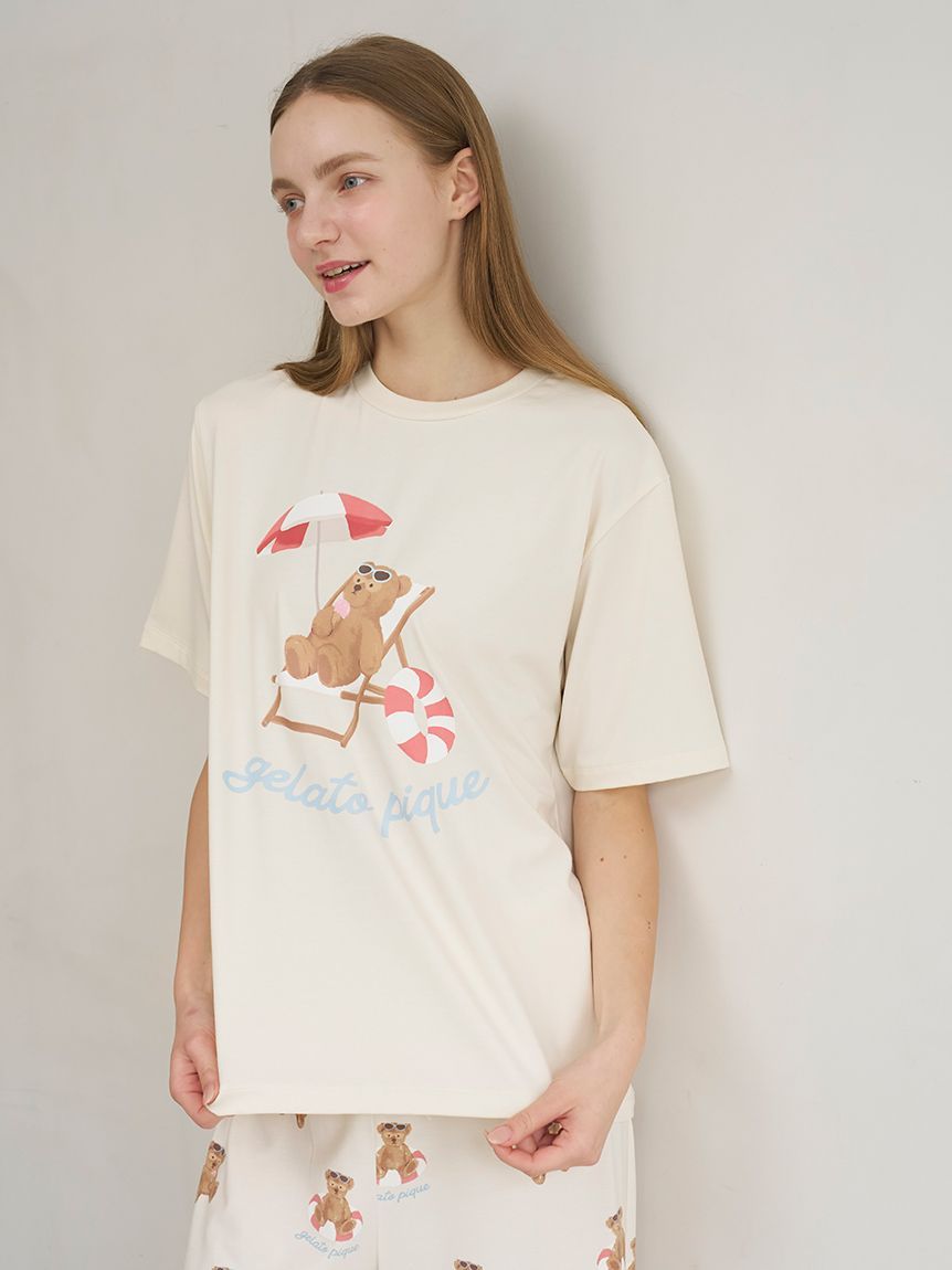 ONLINE限定】【接触冷感】サマーベア柄ワンポイントTシャツ&ロング
