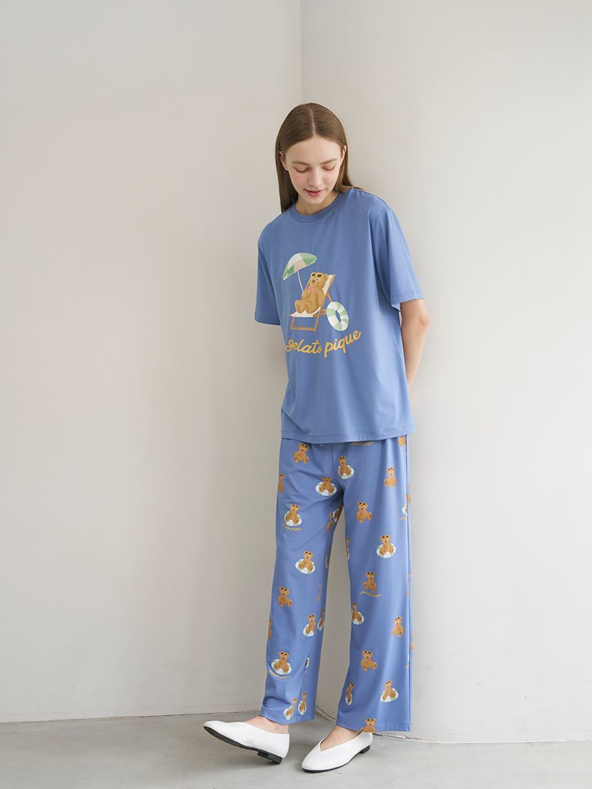 【ONLINE限定】スポーティーベアワンポイントTシャツ＆総柄ロングパンツセット ジェラートピケ【ONLINE限定】スポーティーベアワンポイントTシャツ