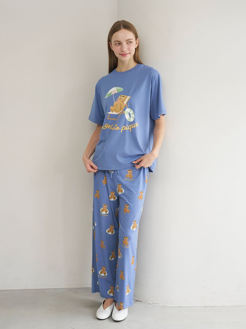 ONLINE限定】【接触冷感】サマーベア柄ワンポイントTシャツ&ロング