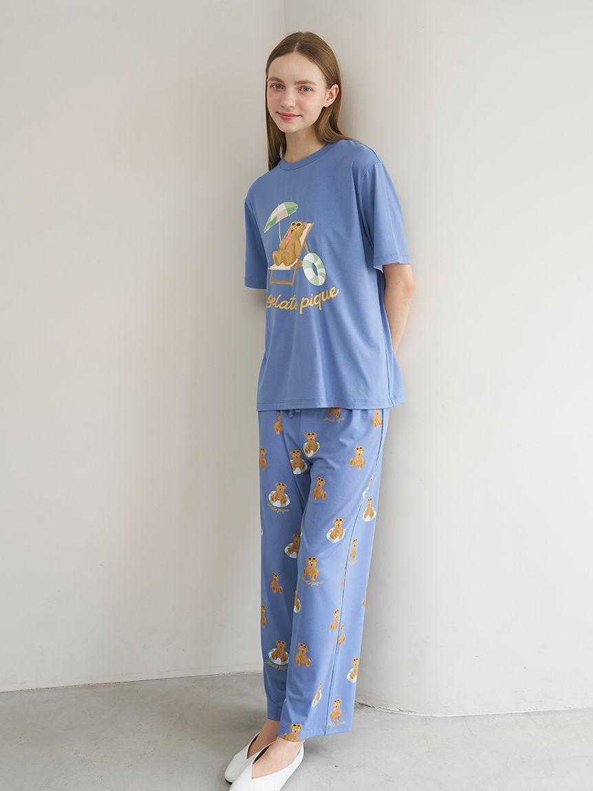 ONLINE限定】【接触冷感】サマーベア柄ワンポイントTシャツ&ロング