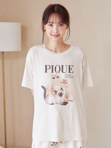 ONLINE限定】【接触冷感】ファッションCATS&DOGS ワンポイントTシャツ