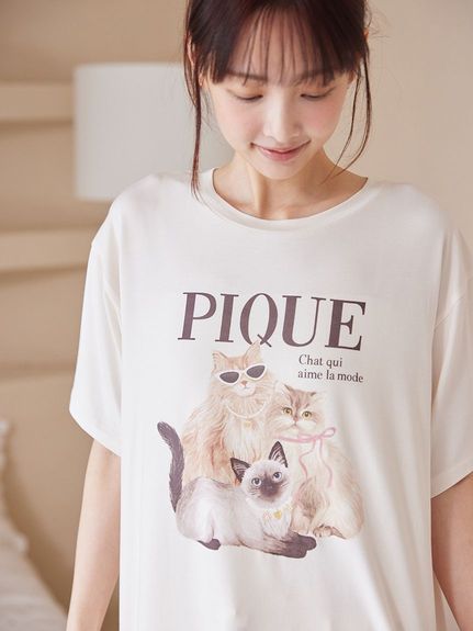 ONLINE限定】【接触冷感】ファッションCATS&DOGS ワンポイントTシャツ