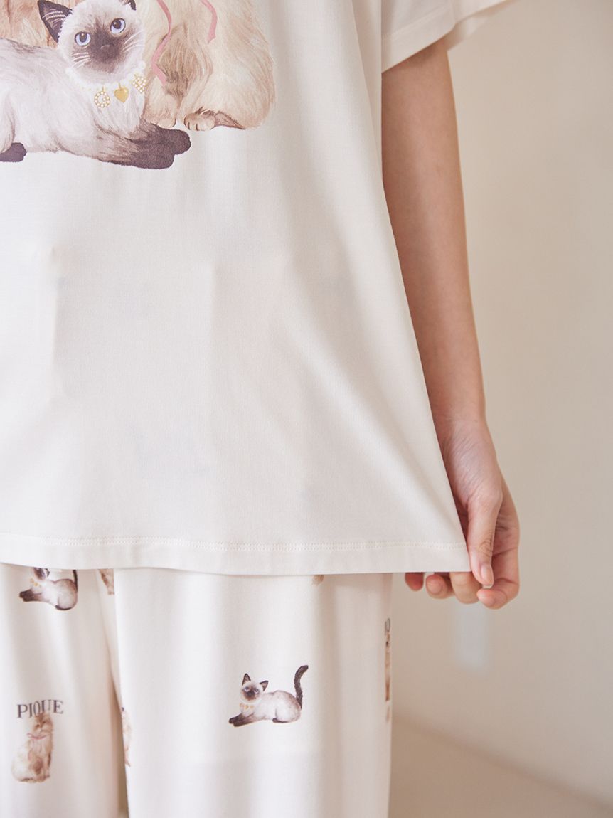 ONLINE限定】【接触冷感】ファッションCATS&DOGS ワンポイントTシャツ