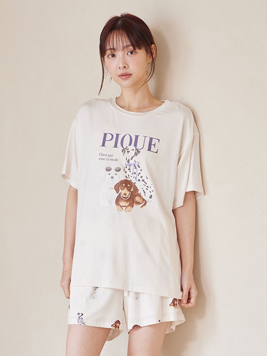 ONLINE限定】【接触冷感】ファッションCATS&DOGS ワンポイントTシャツ