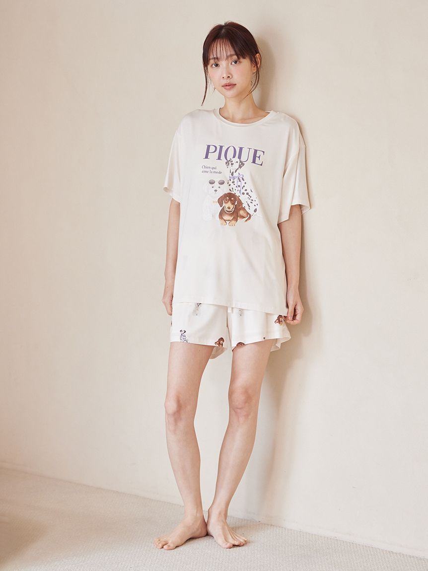 ONLINE限定】【接触冷感】ファッションCATS&DOGS ワンポイントTシャツ