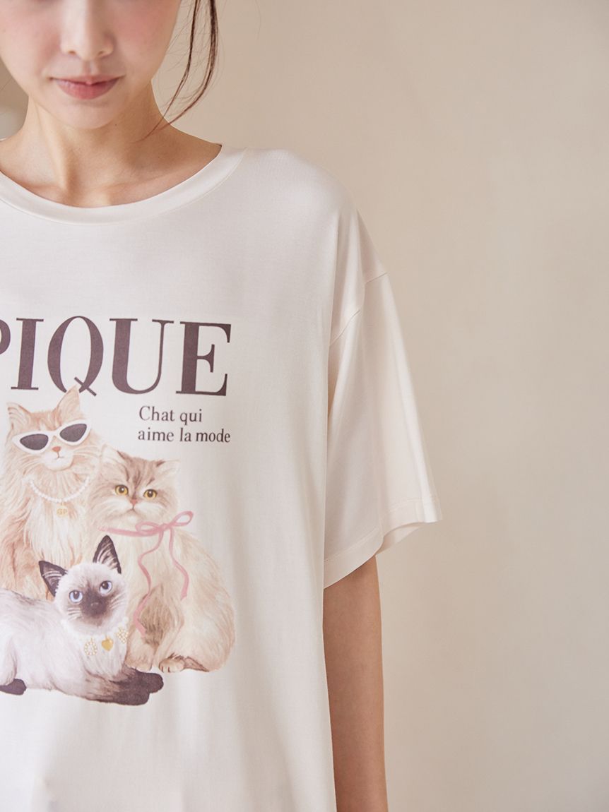 ONLINE限定】【接触冷感】ファッションCATS&DOGS ワンポイントTシャツ