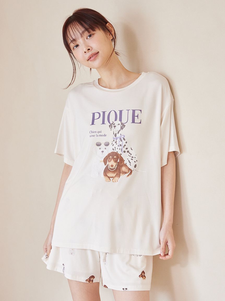 ONLINE限定】【接触冷感】ファッションCATS&DOGS ワンポイントTシャツ