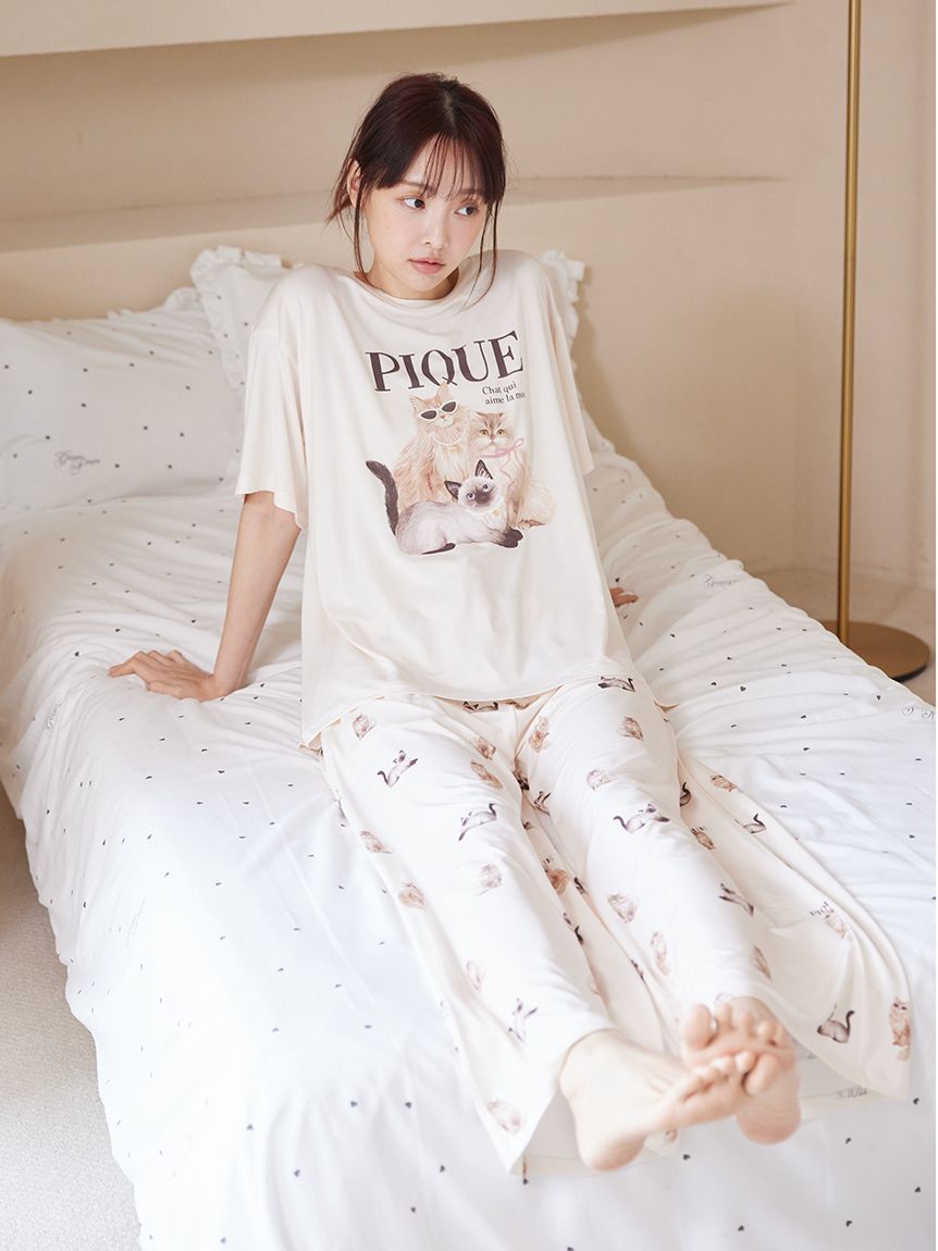 ONLINE限定】【接触冷感】ファッションCATS&DOGS ワンポイントTシャツ