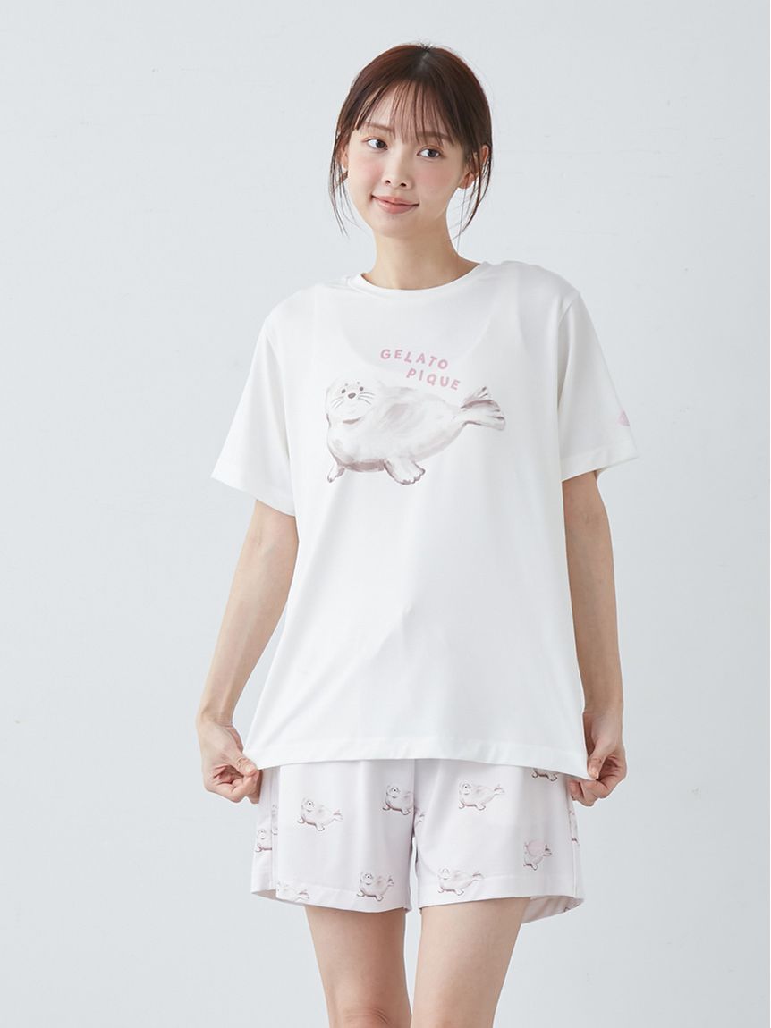 ONLINE限定】【接触冷感】シーアニマル柄ワンポイントTシャツ&ショート