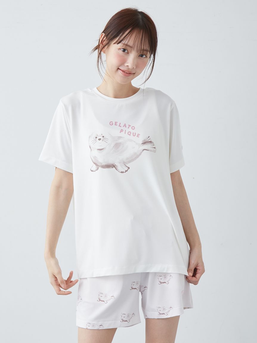 ONLINE限定】【接触冷感】シーアニマル柄ワンポイントTシャツ&ショート