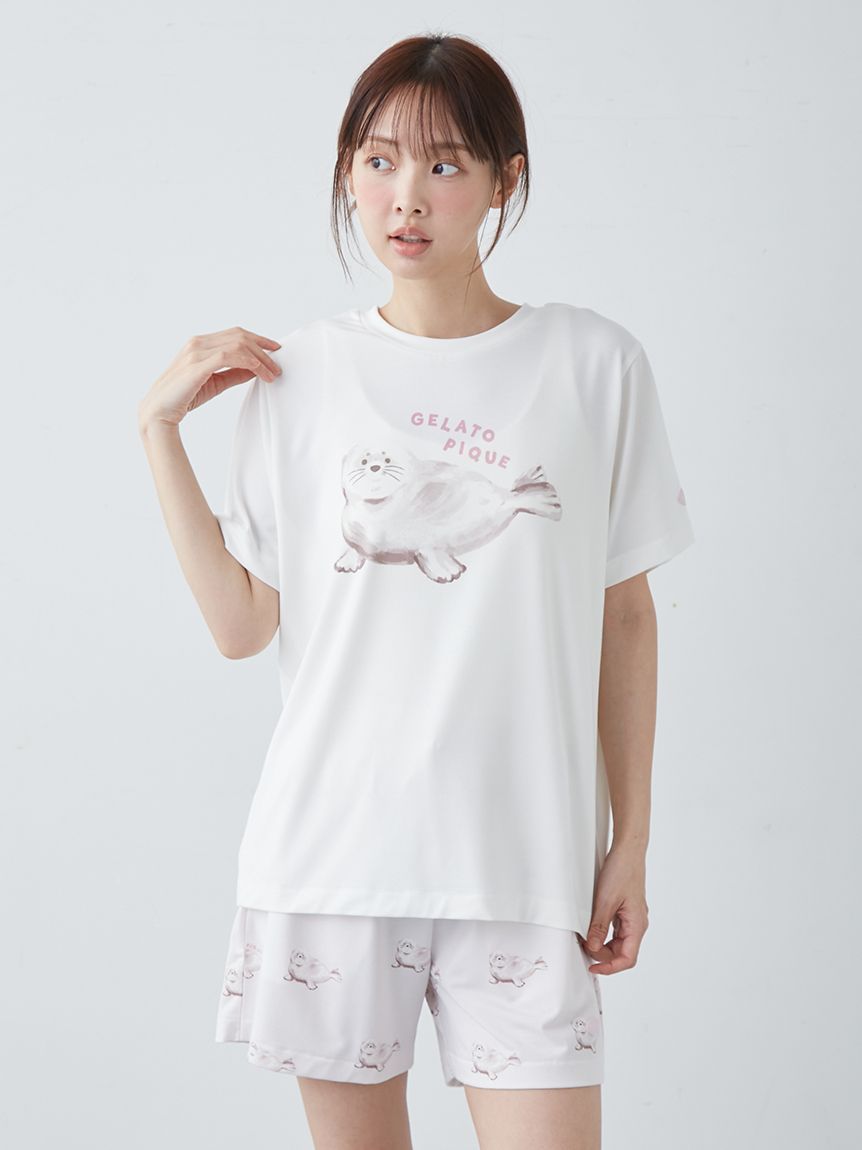 ONLINE限定】【接触冷感】シーアニマル柄ワンポイントTシャツ&ショート