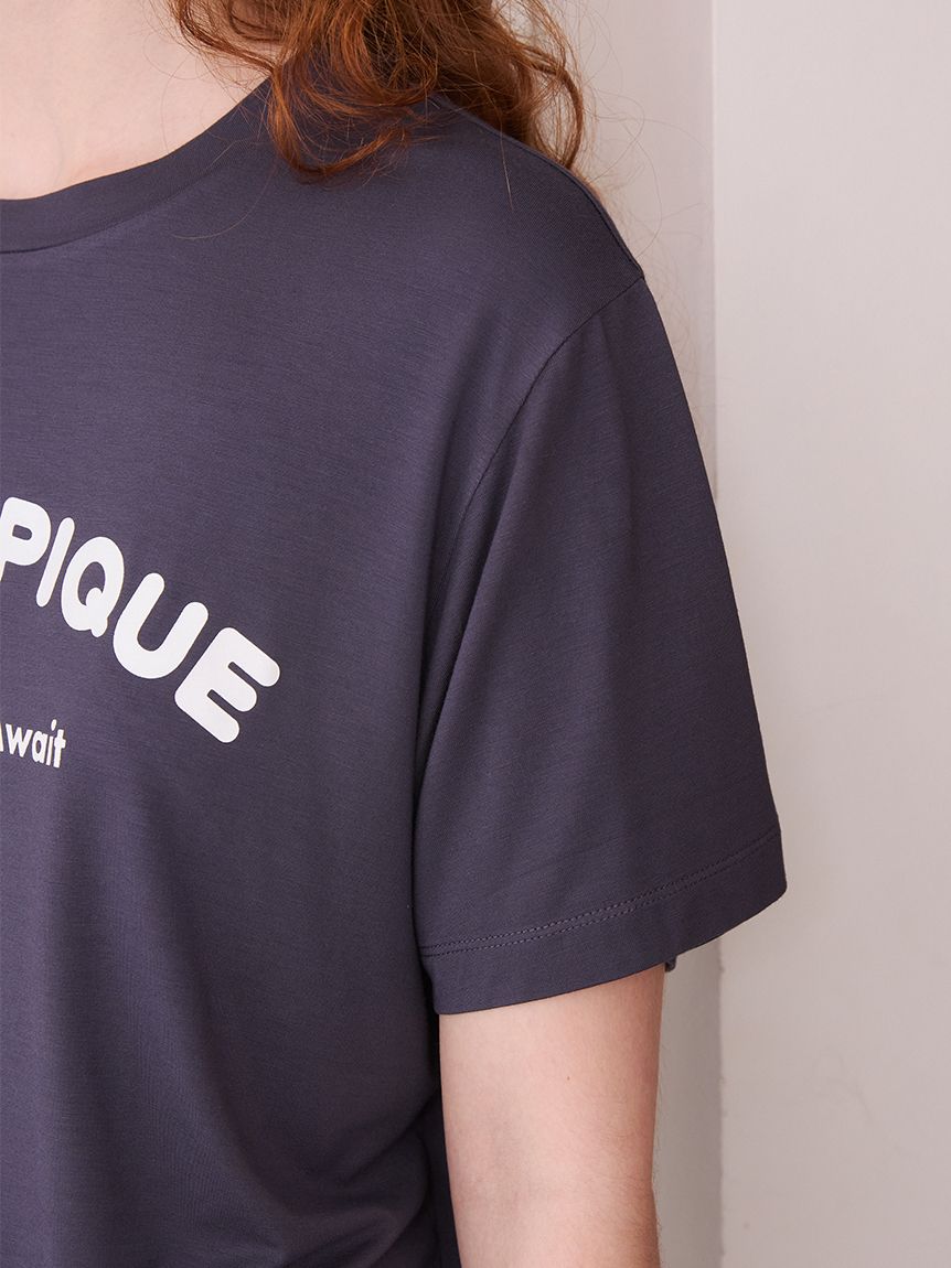 接触冷感】カジュアルレーヨンロゴTシャツ&ショートパンツセット