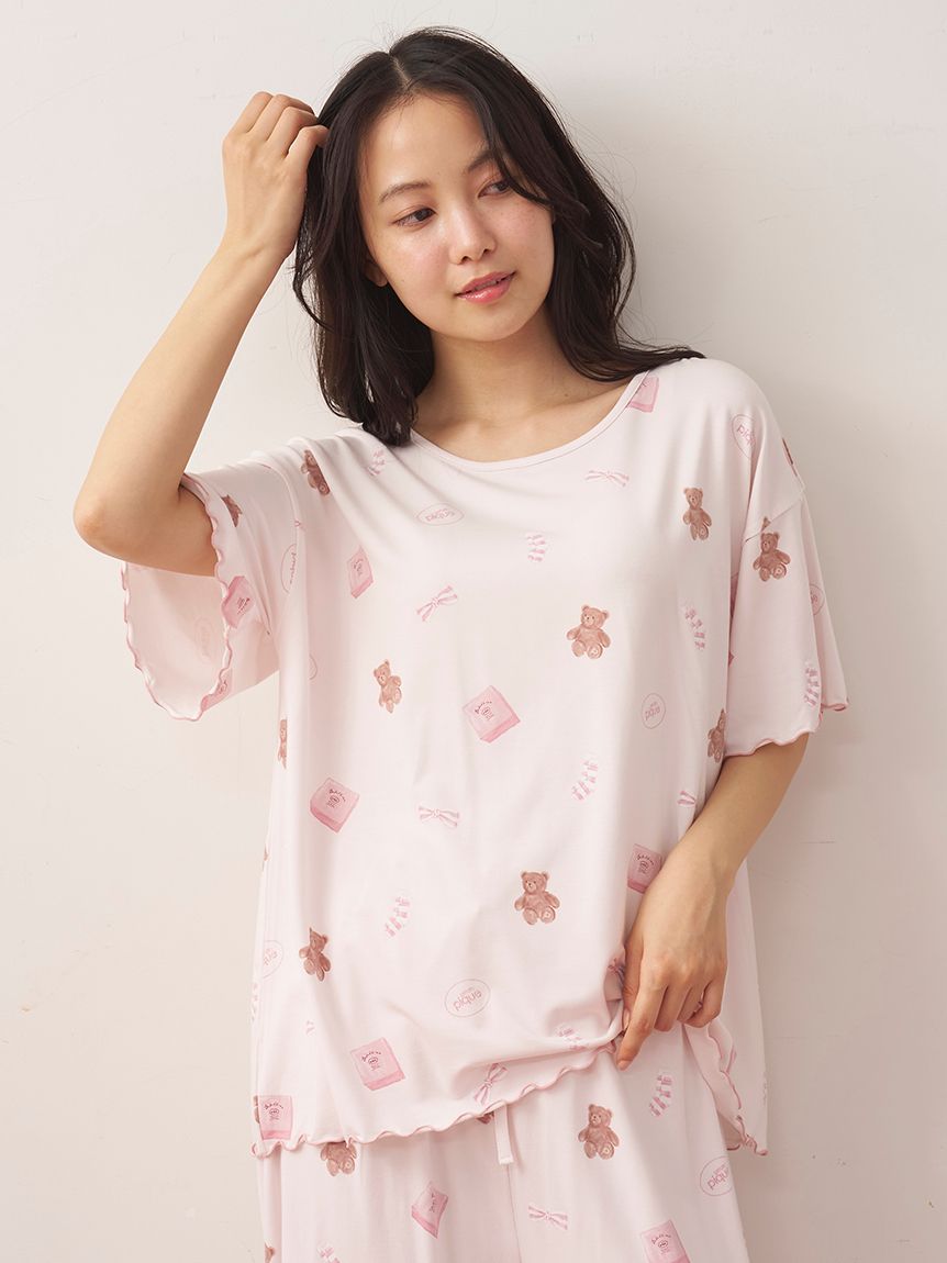 ピケモチーフ柄Tシャツ(カットソー・Tシャツ)｜ルームウェア・パジャマ