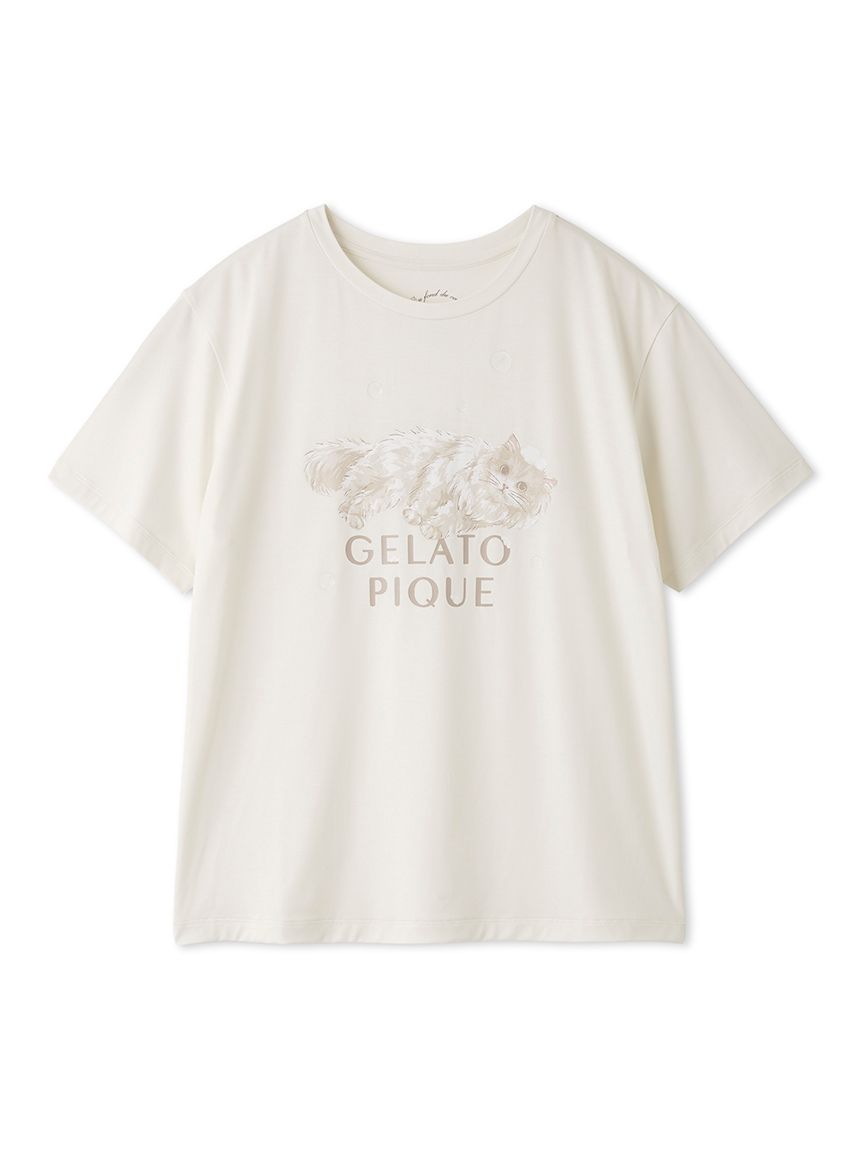 抗菌防臭】バスタイムCATワンポイントTシャツ(カットソー・Tシャツ