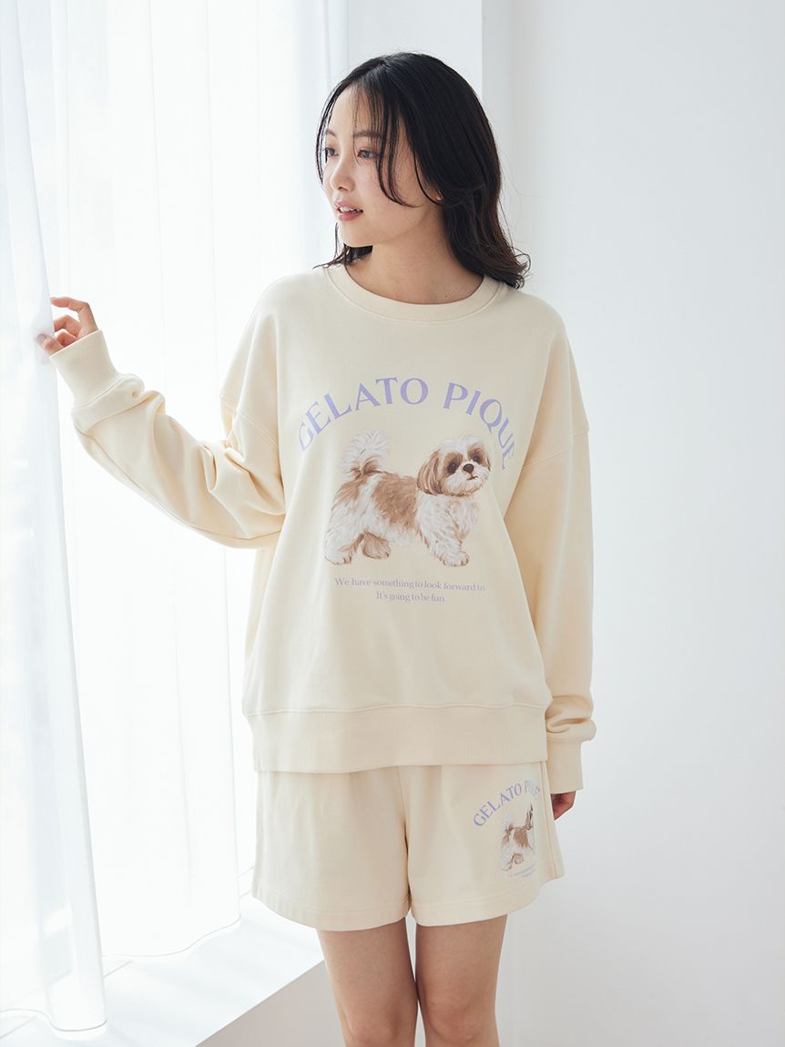 UVカット】お散歩ドッグワンポイント裏毛プルオーバー(カットソー・T