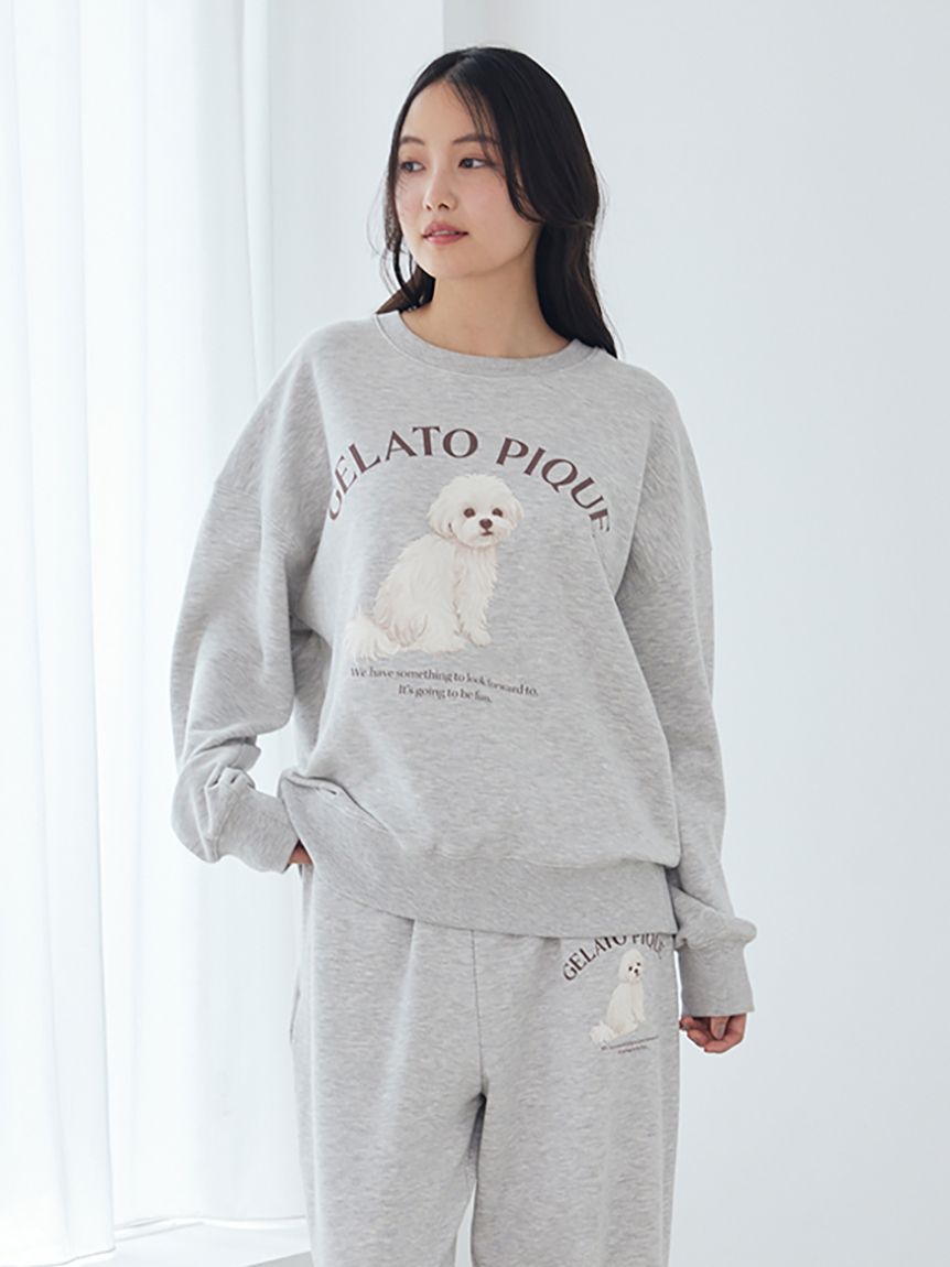 UVカット】お散歩ドッグワンポイント裏毛プルオーバー(カットソー・T