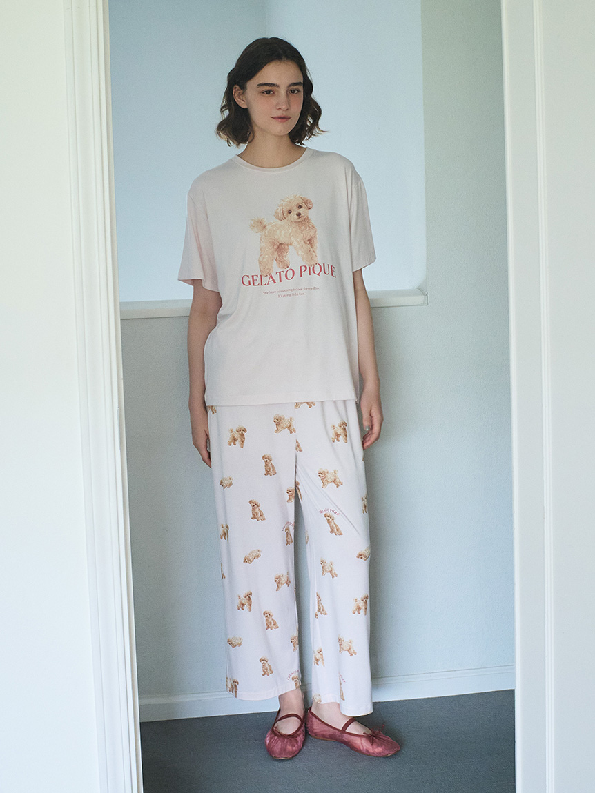 接触冷感】【UVカット】お散歩ドッグワンポイントTシャツ(カットソー