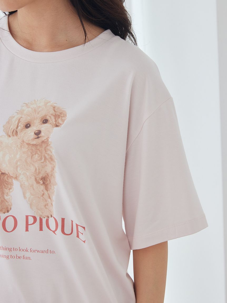 UVカット】お散歩ドッグワンポイントTシャツ(カットソー・Tシャツ