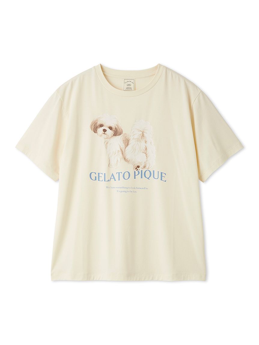 接触冷感】【UVカット】お散歩ドッグワンポイントTシャツ(カットソー