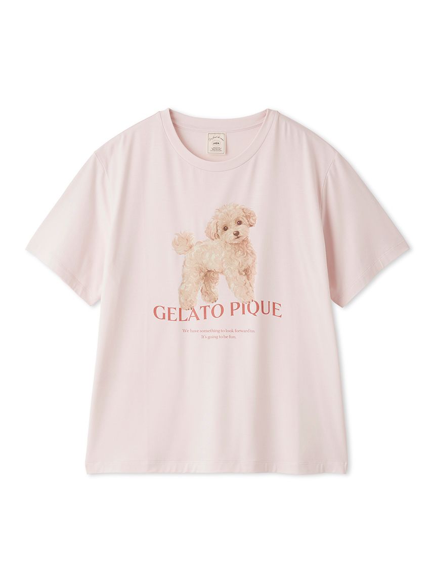 接触冷感】【UVカット】お散歩ドッグワンポイントTシャツ(カットソー