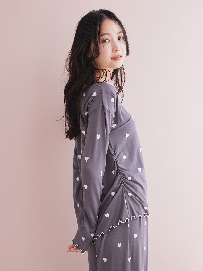 ハート柄プルオーバー(カットソー・Tシャツ)｜ルームウェア・パジャマ
