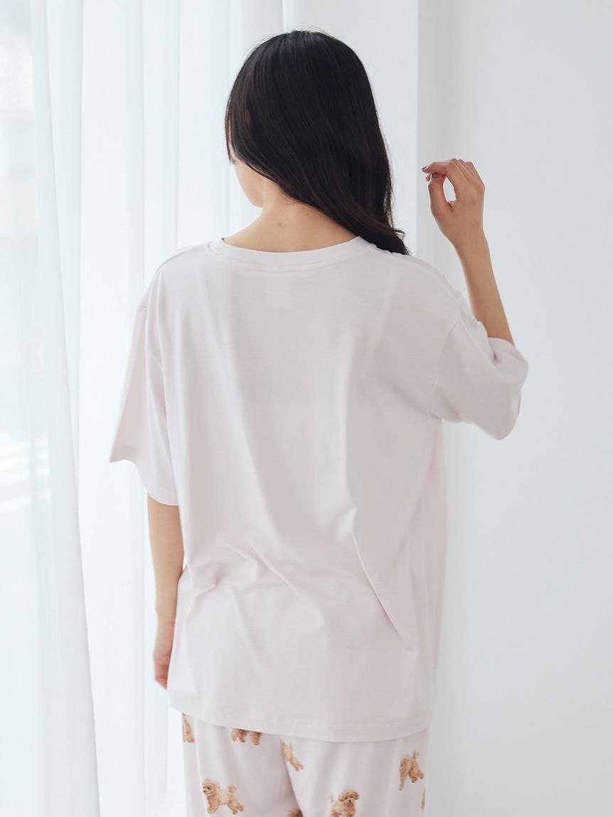 ONLINE限定】【接触冷感】【UVカット】お散歩ドッグワンポイントT