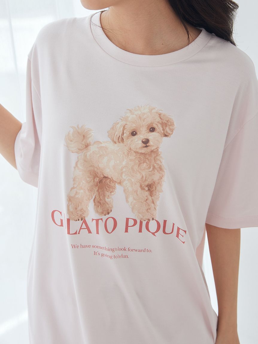 ONLINE限定】【接触冷感】【UVカット】お散歩ドッグワンポイントT