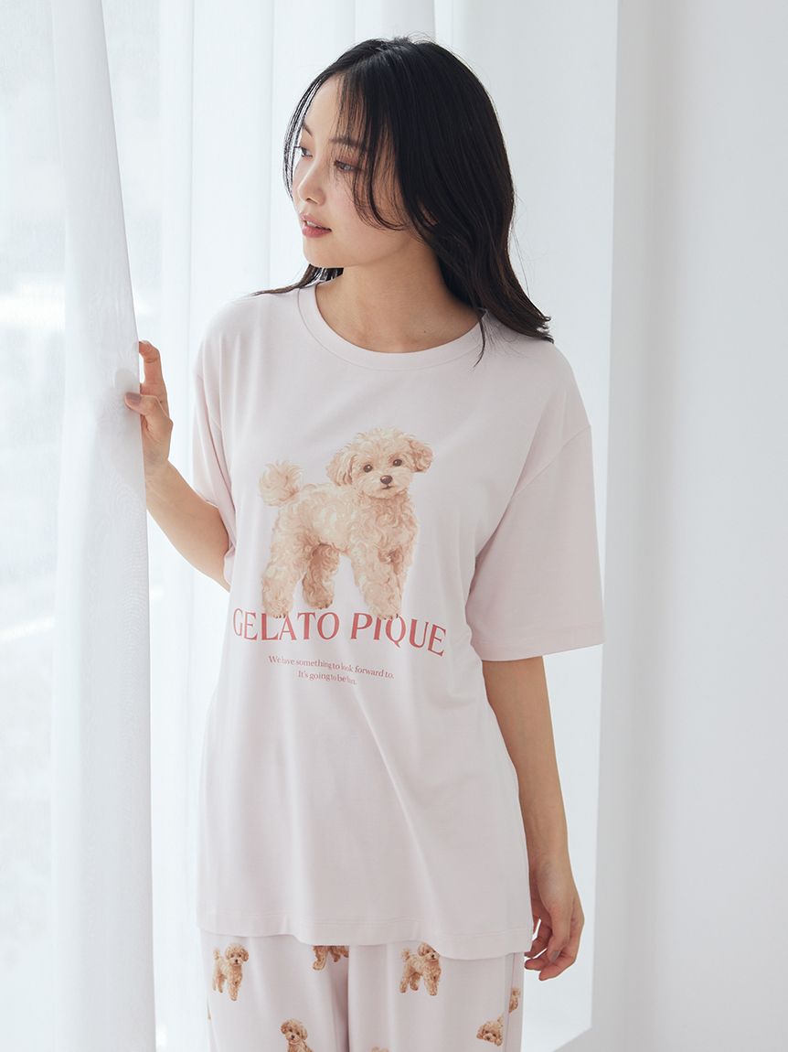 ONLINE限定】【UVカット】お散歩ドッグワンポイントTシャツ&ロング